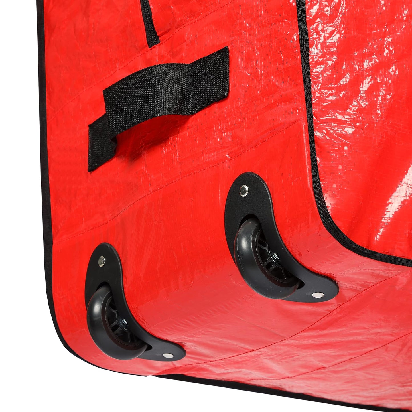 HOMEST Christmas Tree Storage Bag, Fits for 9 ft Xmas Artificials, Zippered Box with Reinforced Carrying Handles and Wheels, Red (Bag Only)