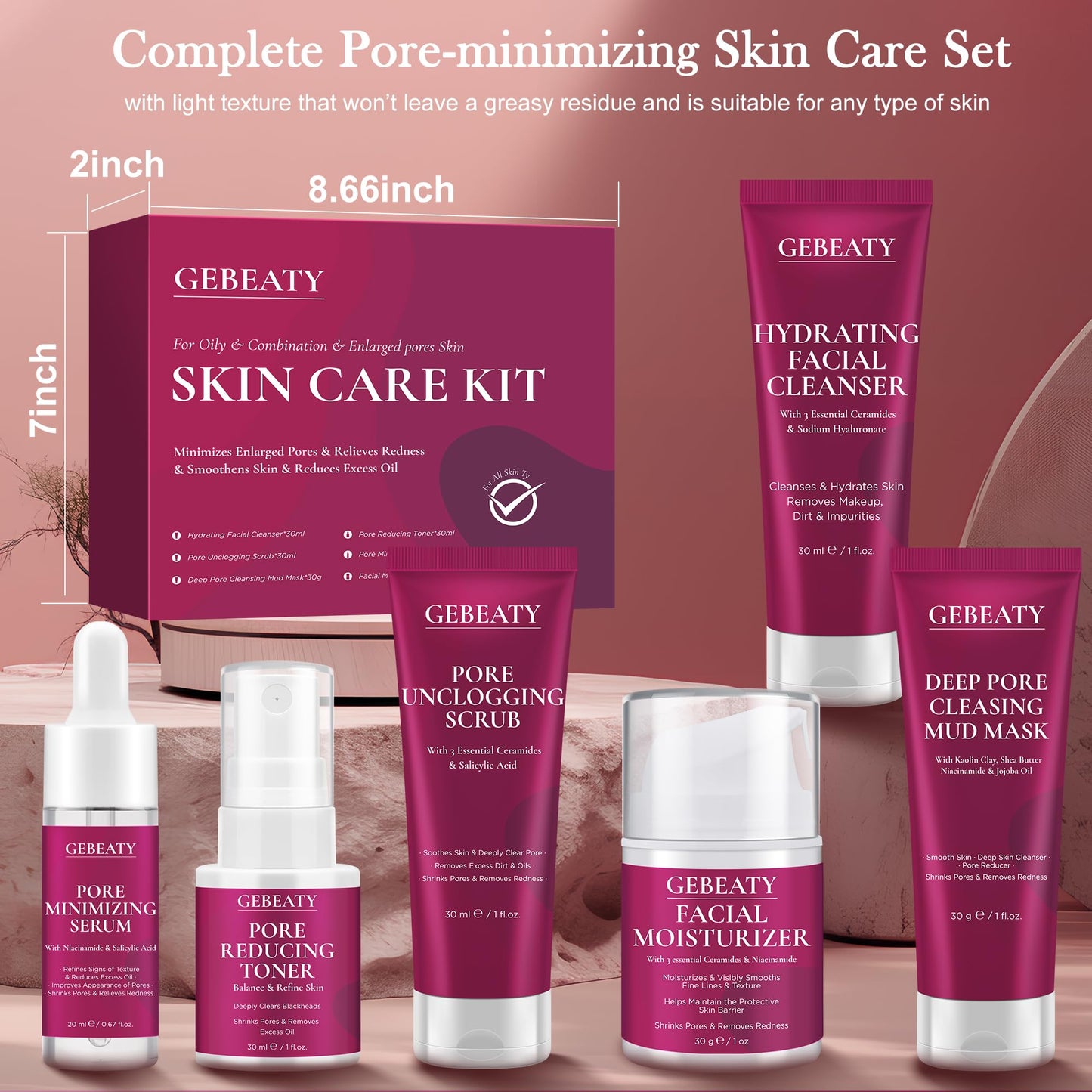 Skin Care Set,Women Girls Skin Care for Teens 10-12, Hydrate, Glow,Minimize Pore,Smooth,Travel Skincare,Birthday Teen Girl Gifts Trendy Stuff,Christmas Stocking Stuffers for Teens Teenage Tween Women