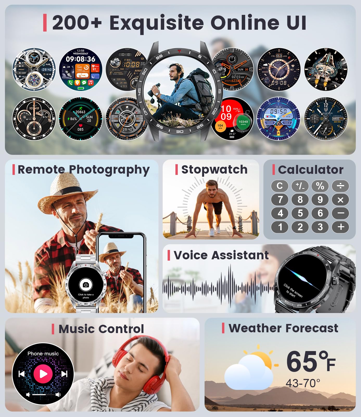 LIGE Smart Watches for Men(Answer/Make Calls), 1.43" HD AMOLED Fitness Tracker with 110+ Sport Modes, 24/7 Heart Rate Sleep Monitor Smartwatch, IP68 Waterproof Smart Watch for Android iOS