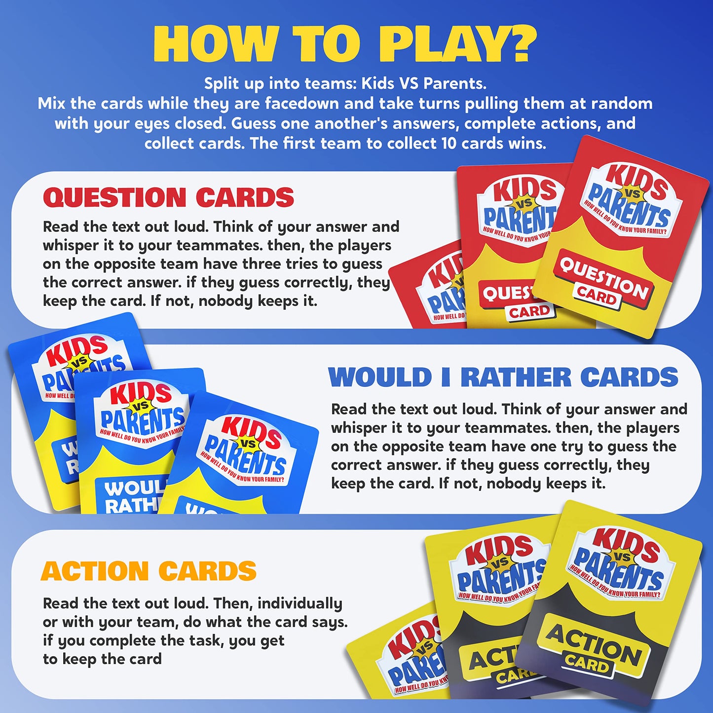 Kids VS Parents – A Hilarious Family Game with Conversation Starters & Fun Challenges – Card Game for Kids, Teens & Adults | Perfect for Game Night, Travel, or Gifts