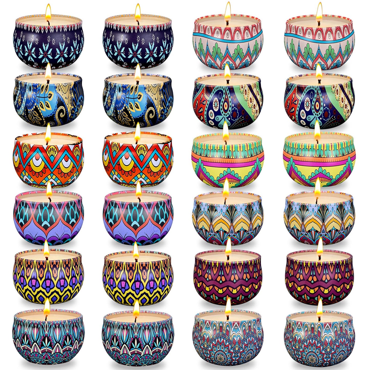 Scented Candle Set, 24 Pack Home Candles, 600 Hour Long Lasting Soy Wax Candle Set, Birthday Gift for Women with Gift Box.