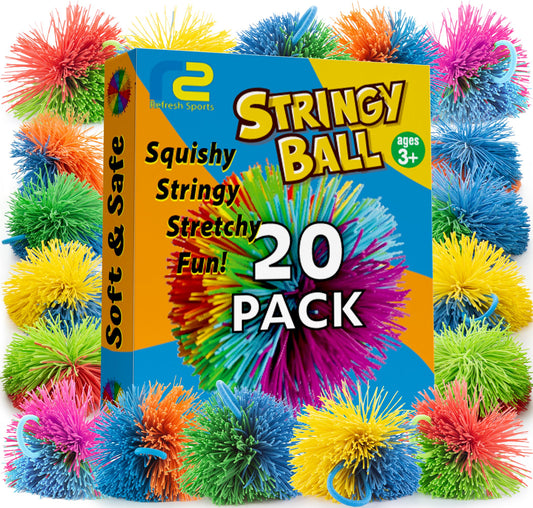 Stringy Balls Fidget Toys - Original Soft & Stretchy Bulk 20 Pack for All Ages - Sensory Toys for Kids Ages 5-7 Monkey String Stringy Balls 90s Games & Sensory Games - Bulk Fidgets for Kids