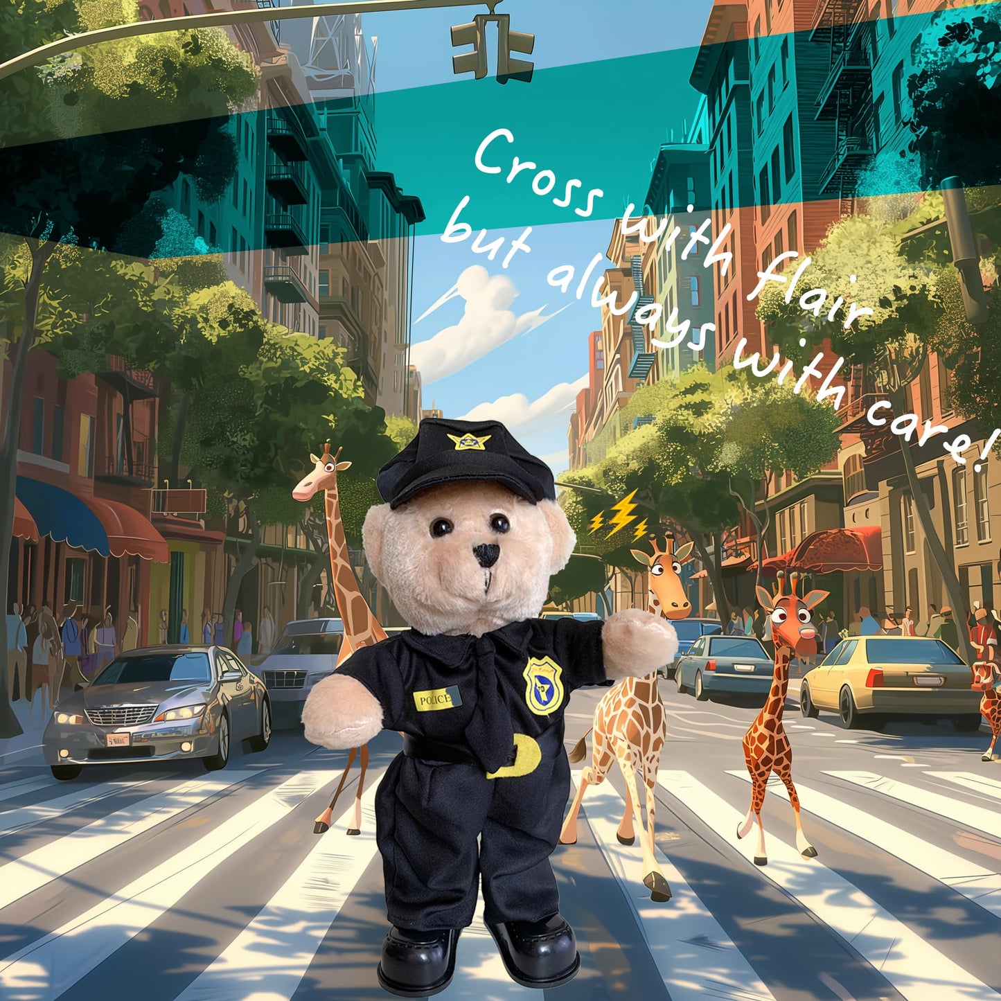 Singing Dancing Police Teddy Bear Playing Bad Boys What You Gonna DO Song – Musical Interactive Stuffed Animal Plush Cop Toy for Kids Adults, 14”