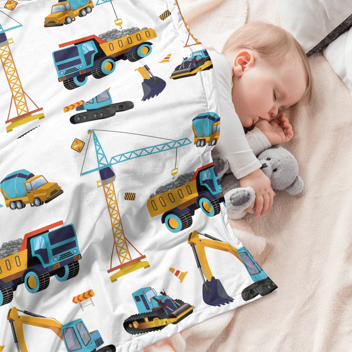 Construction Truck Blanket Boys Excavator Plush Throw Blanket Soft Fuzzy Flannel Tractor Blanket for Bed Couch Sofa Decor Blankets Trucks Car Lover Toddler Kids Blankets Gifts 60"x50"
