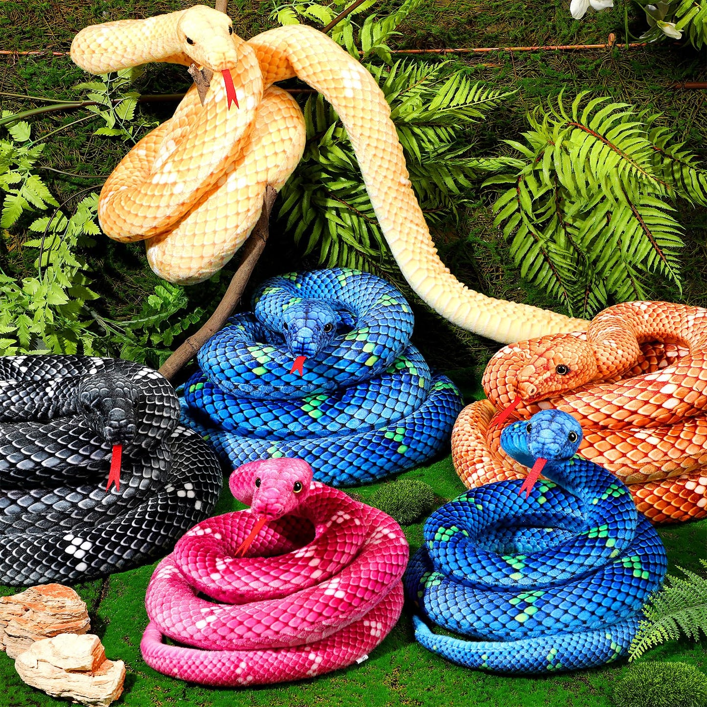 Hiboom Giant Snake Plush 71 Inch Large Stuffed Animal Realistic Stuffed Lifelike Snake Toy Gifts for Birthday Party Decoration Halloween Carnival Prank Props (Teal)