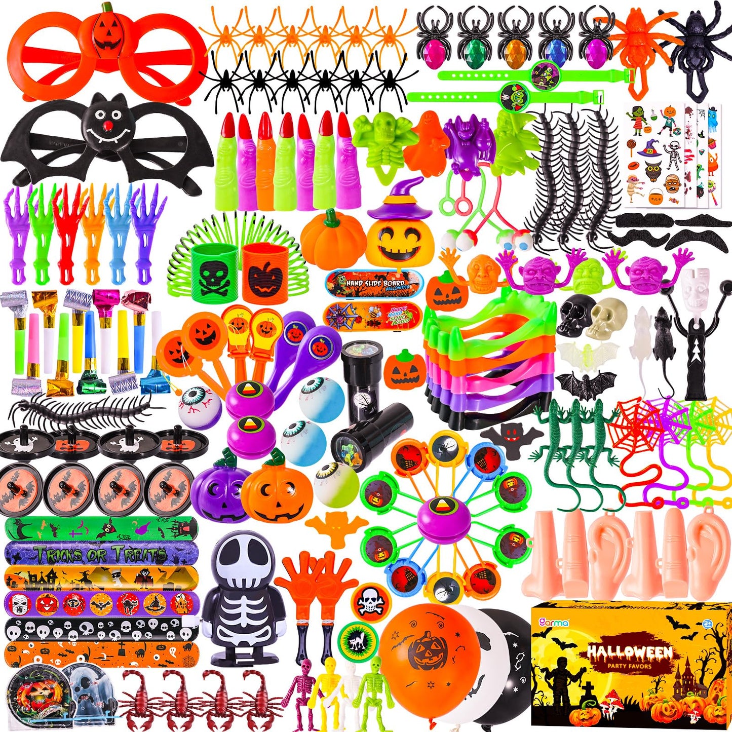 Garma 248Pcs Halloween Party Favors Bulk for Kids, Halloween Goodie Bag Fillers Toys Assortment Prizes Gift for Trick or Treat Fidget Toys Classroom Rewards, Halloween Party Supplies Non Candy Treats
