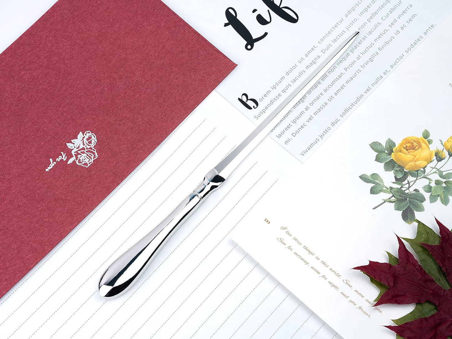 Silvery Letter Opener, Envelope Opener Knife Metal Letter Opening Knife, Paul Revere Paper Cutting Knife, 9 inches (1 Pack)